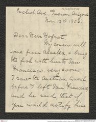 Nachlass Franz Steindachner, Brief von Ethel A. Hopper an Franz Steindachner (12.11.1906), Inv.Nr. 237.04, Seite 1